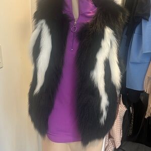 Black and White Faux Fur Vest